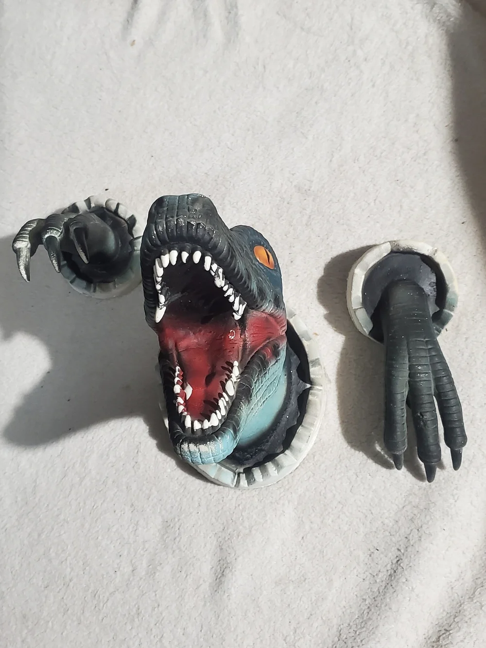 Blue Dinosaur Wall Mount Reptile Décor with Orange Eyes